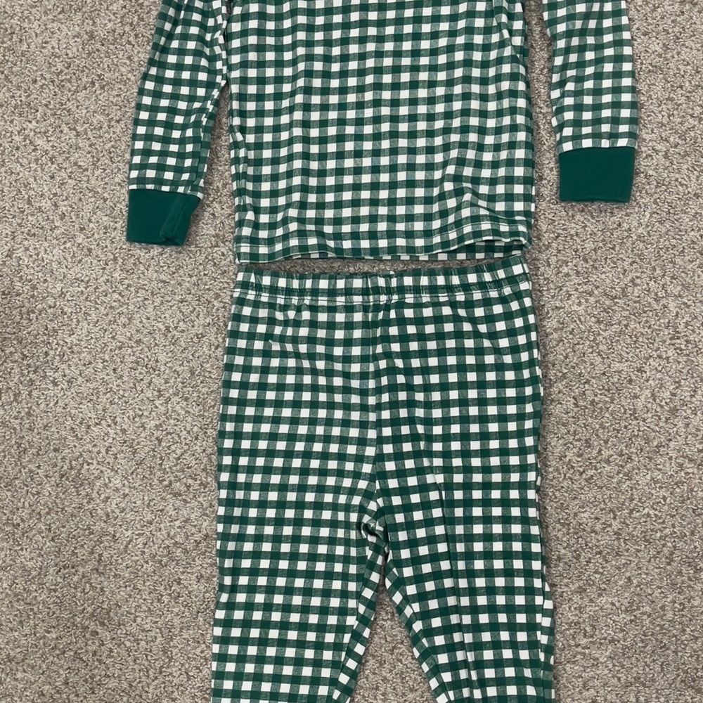 Nordstrom Kids Green and White Plaid Pajama Set